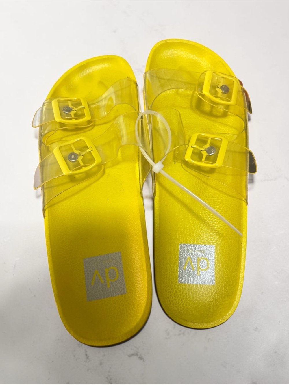 Kids Yellow Slide Sandals with Clear Straps